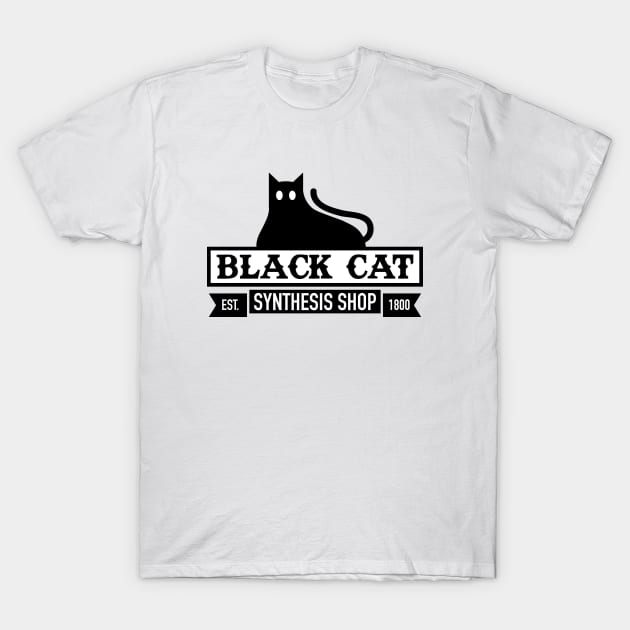 Black Cat Synthesis Shop T-Shirt by inotyler